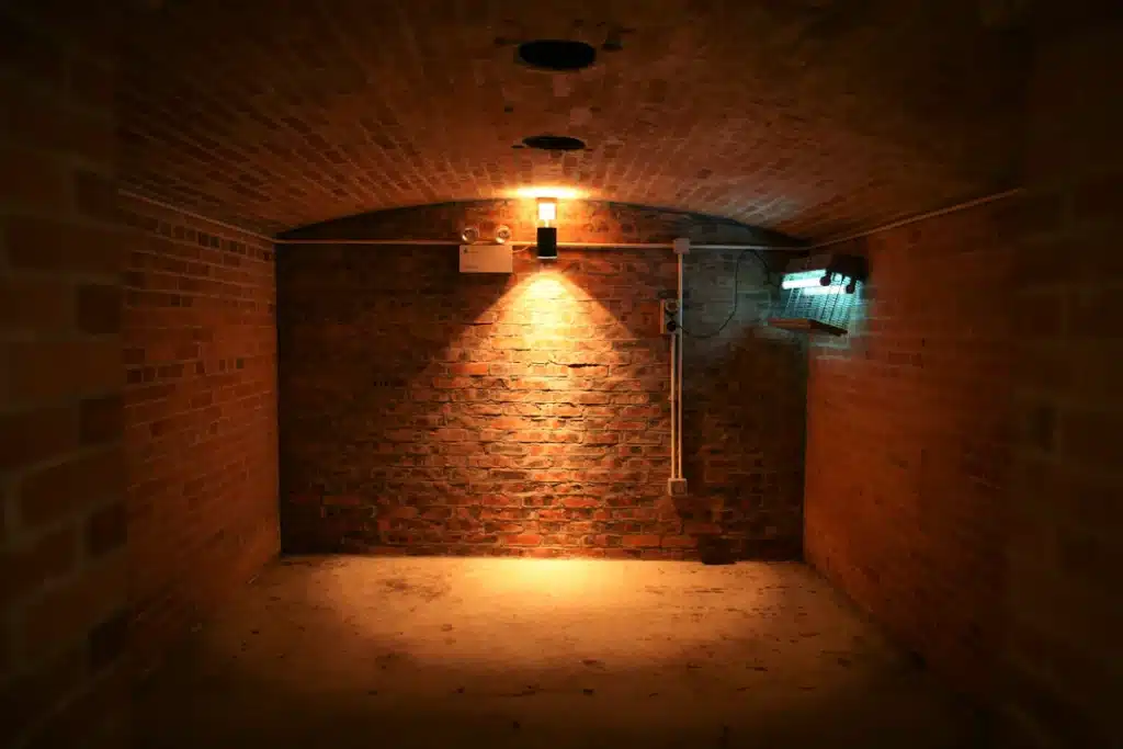 Habitación de ladrillo iluminada, como ambientación de misterio