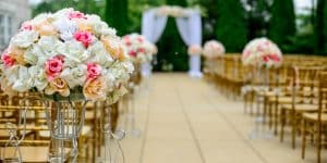 Ceremonia de boda al aire libre, imagen de archivo